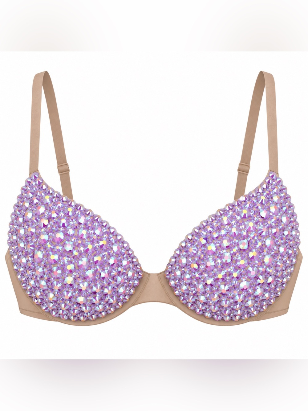 Lilac Purple AB Iridescent Jelly Rhinestone Sparkly Bra Limited Special